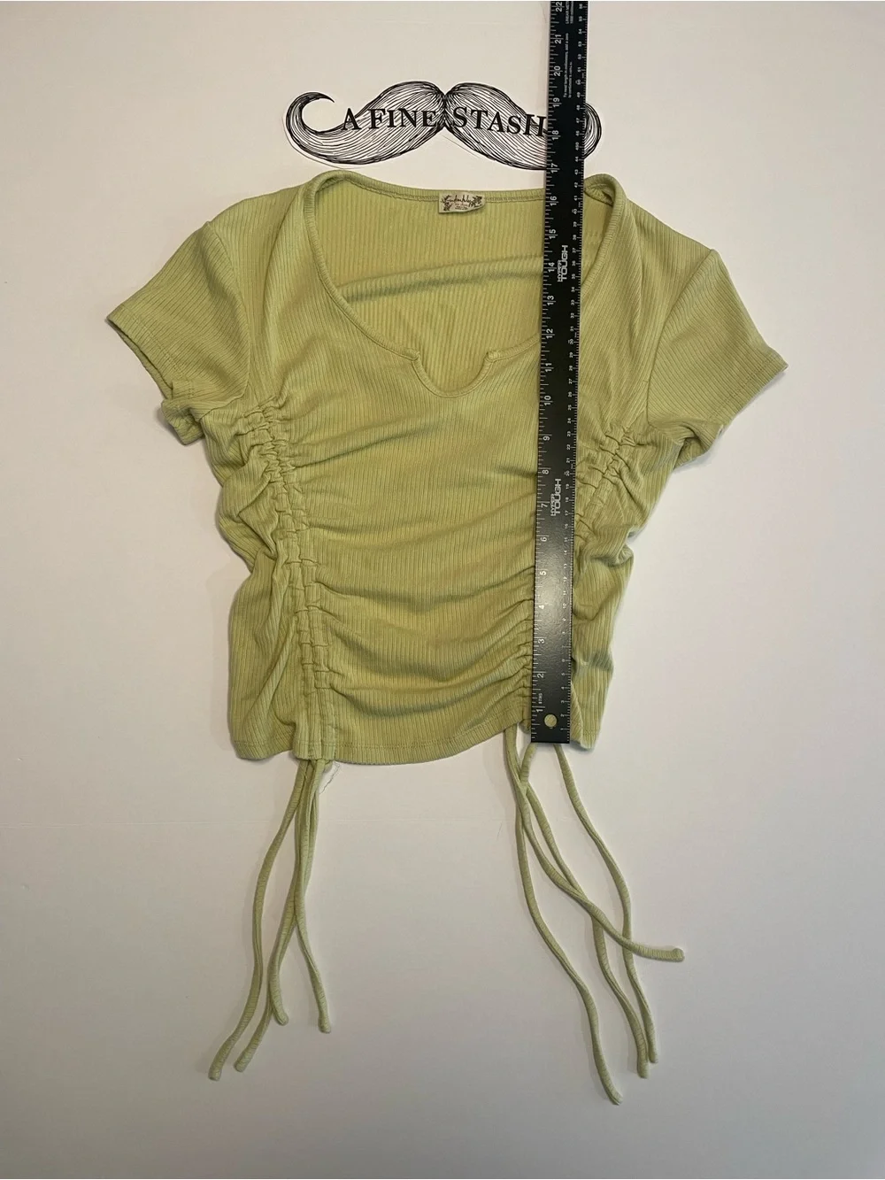 Intimately Free People Top Notch Tee Ribbed Ruched Drawstring Top Green Medium